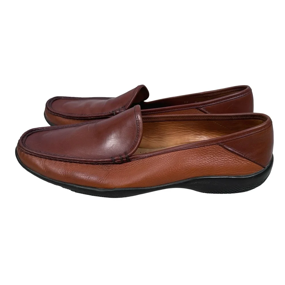 Allen Edmonds Conway Brown Leather Loafers Mens 12 B Square Toe 42908 USA Made